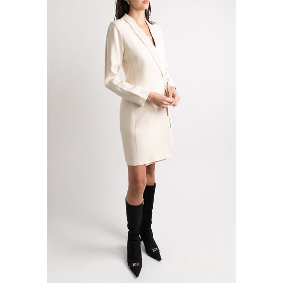 Massimo Dutti Cream Collared Wrap Dress - Picture 4 of 6
